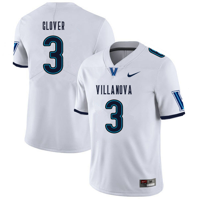Men #3 Elijah Glover Villanova Wildcats College Football Jerseys Sale-White - Click Image to Close